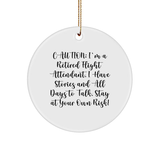 Flight Attendant Gifts from Friends and Family, Funny Circle Ornament, White, Christmas - Image 1