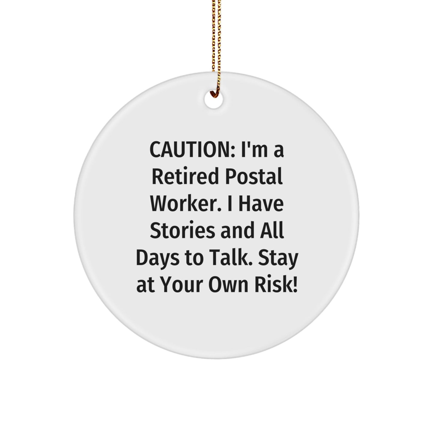 Funny Cautionary Gifts for Postal Worker, Personalized Circle Ornament, Christmas Unique Decorations from Friends Family Coworkers - Image 1
