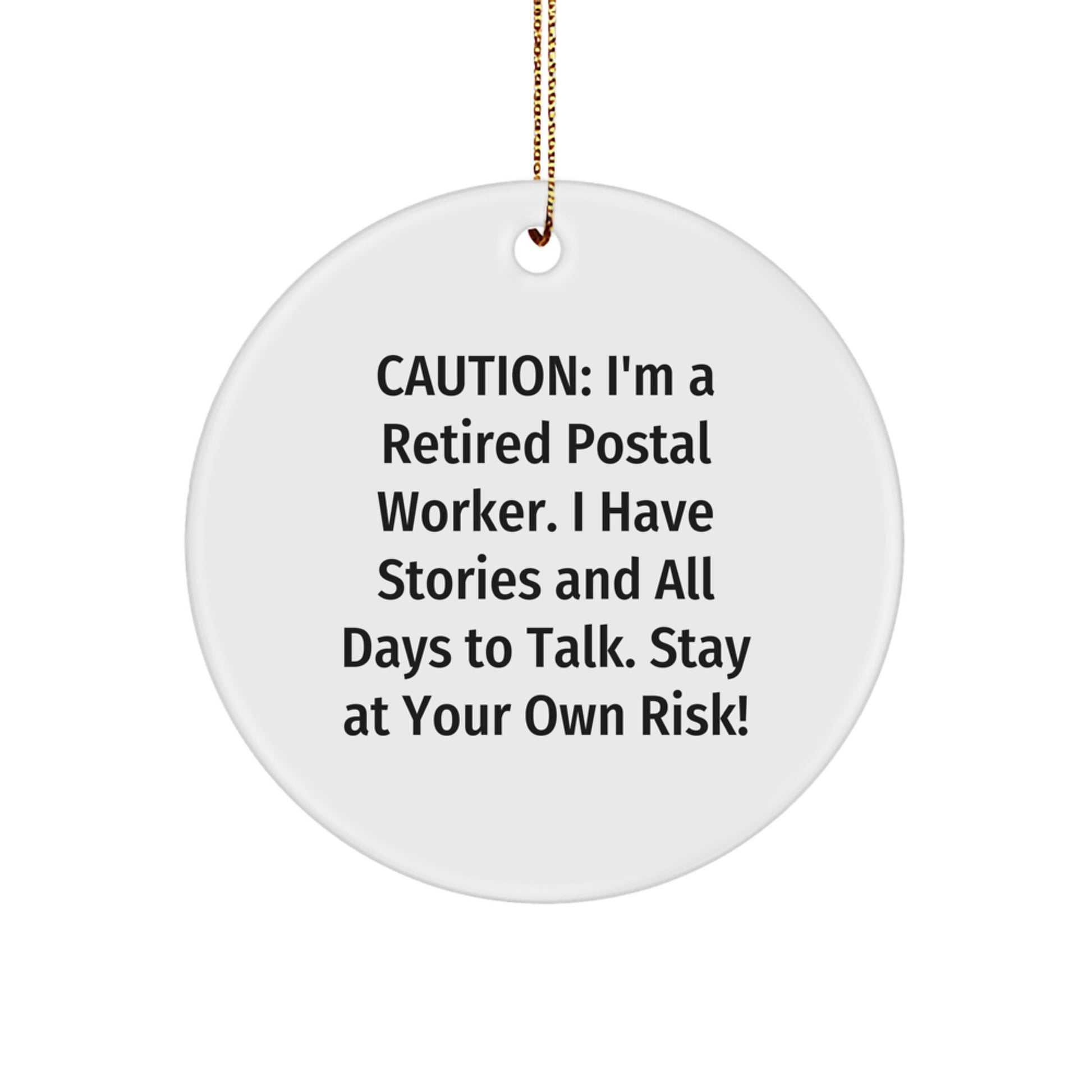 Funny Cautionary Gifts for Postal Worker, Personalized Circle Ornament, Christmas Unique Decorations from Friends Family Coworkers - Image 1