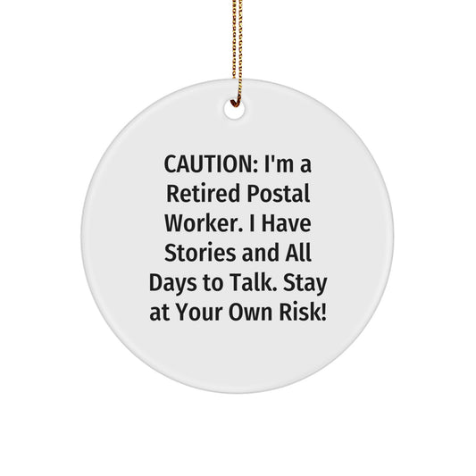 Funny Cautionary Gifts for Postal Worker, Personalized Circle Ornament, Christmas Unique Decorations from Friends Family Coworkers - Image 1