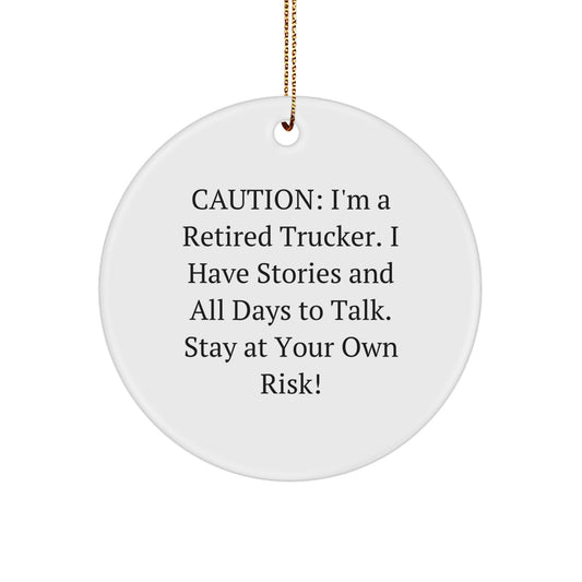 Funny Trucker Gifts from Men to Trucker Friends - Trucker Christmas Unique Circle Ornament - Image 1