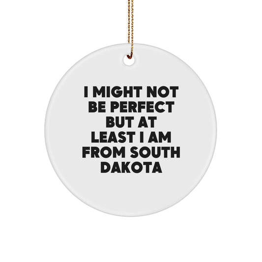 Funny South Dakota Circle Ornament Gifts from Men - I Might Not Be Perfect But At Least I Am From South Dakota, Gifts for South Dakota Women, Friends, Family - Image 1