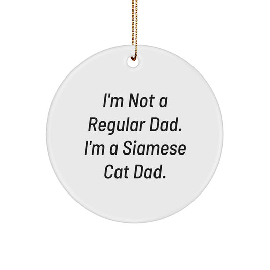 Funny Siamese Cat Dad Gifts for Men, White Circle Ornament from Gifts for Siamese Cat Lovers, Christmas Unique Gift Ideas - Image 1