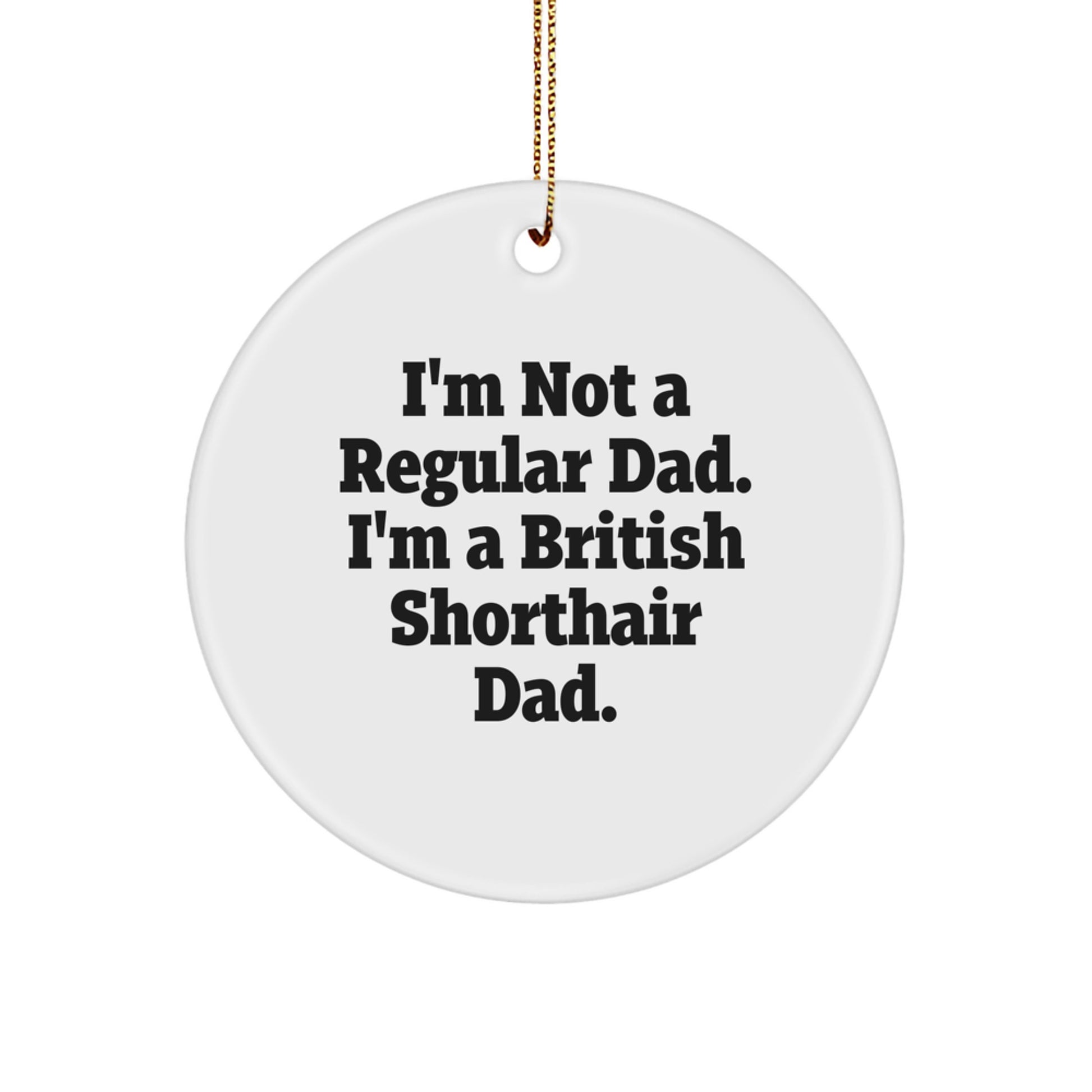 British Shorthair Cat Dad Gifts for Men, Funny Circle Ornament with 'I'm Not A Regular Dad. I'm A British Shorthair Dad.' Quote, Perfect for Christmas - Image 1