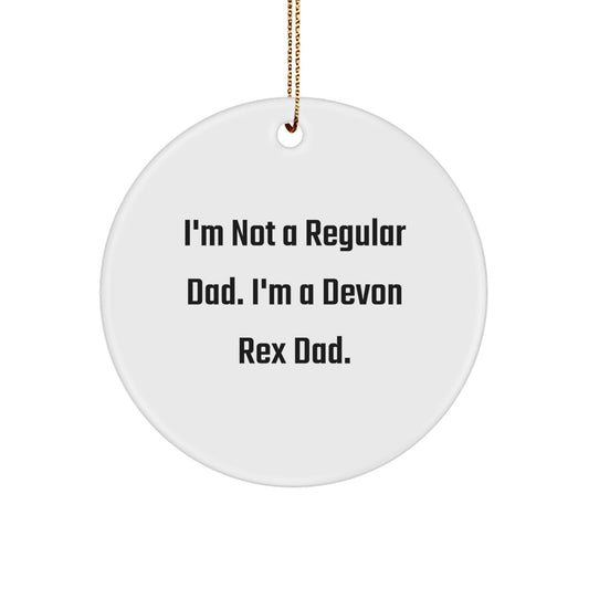 Funny Devon Rex Cat Dad Gifts from Men to Family for Christmas Unique Circle Ornaments - Image 1