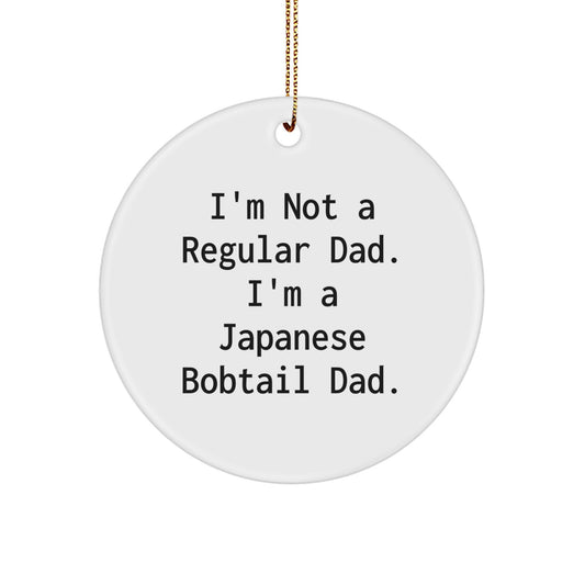 Funny Japanese Bobtail Cat Circle Ornament for Dad Gifts from Men to Japanese Bobtail Cat Lovers at Christmas Time - Image 1