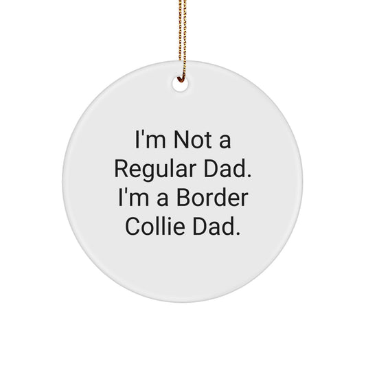 Funny Border Collie Dog Dad Christmas Circle Ornament Gifts from Family, Gifts for Dad Border Collie Lover - Image 1