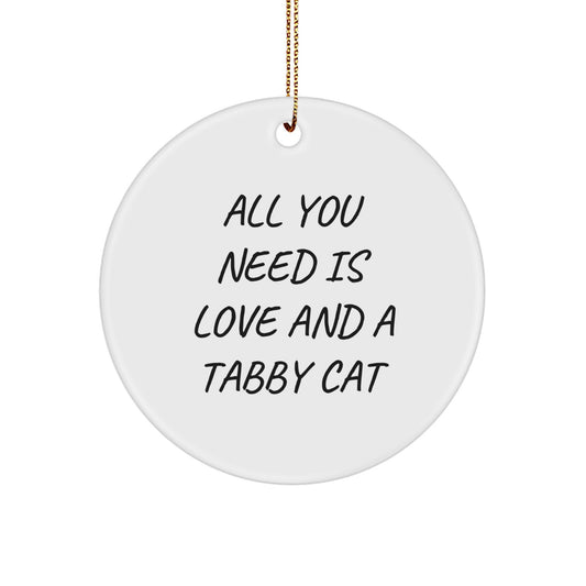 Love Tabby Cats, Gifts from Friends, Christmas Circle Ornament - Image 1