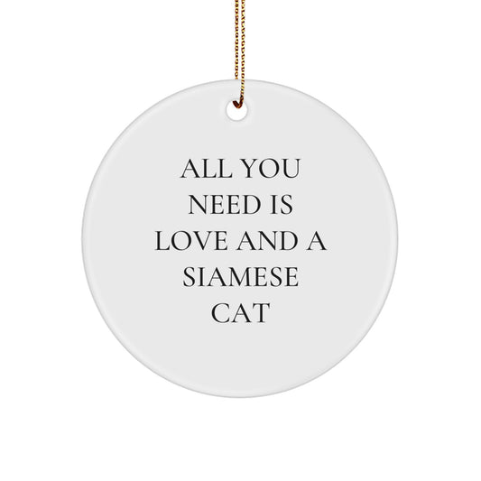 Funny Siamese Cat Gifts from Friends and Family for Men and Women - Christmas Unique Circle Ornament - Image 1