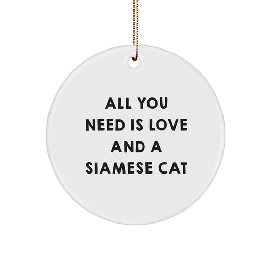 Funny Siamese Cat Circle Ornament Gifts from Men or Women for Christmas Unique Presents - Image 1