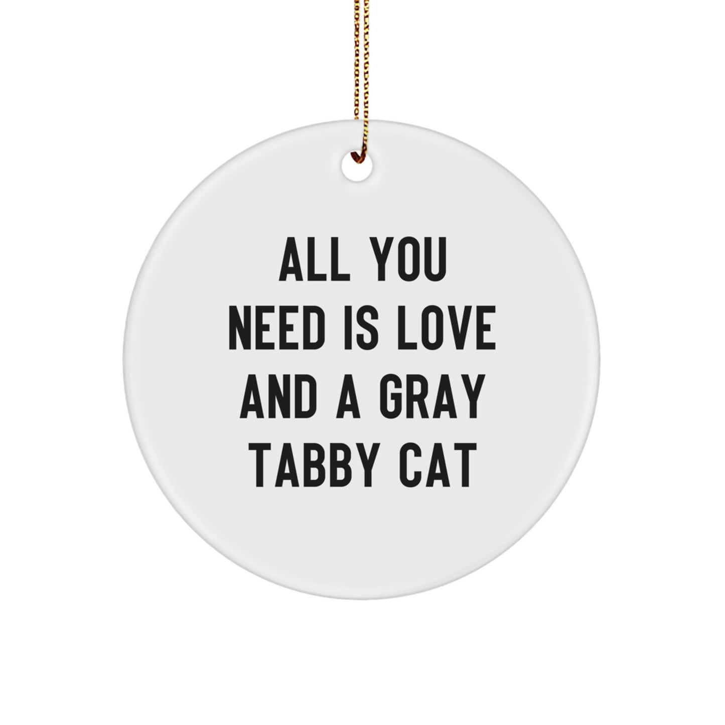 Funny Gray Tabby Cat Gifts for Men, Women, Friends - Christmas Unique Gifts from Family, Circle Ornament with Inspirational Quote - Image 1