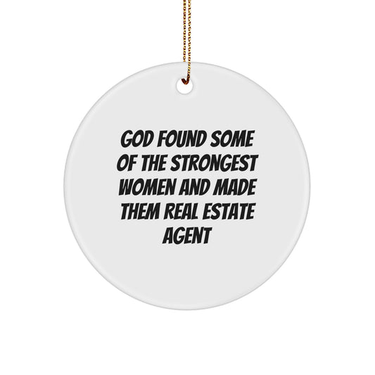 Funny Real Estate Agent Gifts from Men to Women Christmas Unique Ornaments with Inspirational Quote - Circle Shaped Real Estate Agent Ornament, Gifts for Real Estate Agent - Image 1
