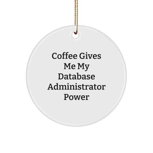 Funny Database Administrator Gifts for Men - 'Coffee Gives Me My Database Administrator Power' Circle Ornament from Family - Image 1