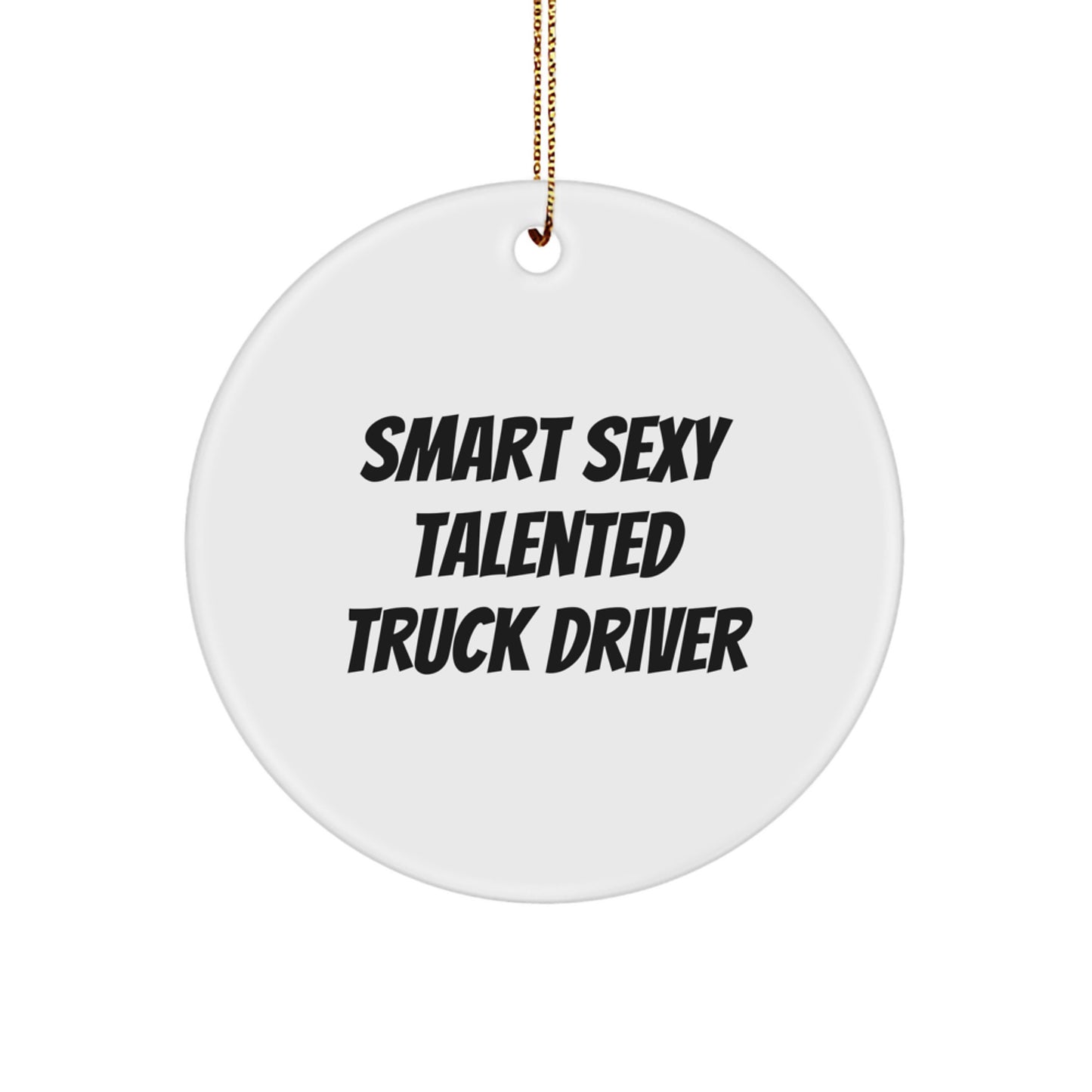 Smart Sexy Talented Truck Driver Christmas Unique Gift for Men, Circle Ornament with Funny Quote, Gifts from Friends, Family, Coworkers, Perfect for Office Decor - Image 1