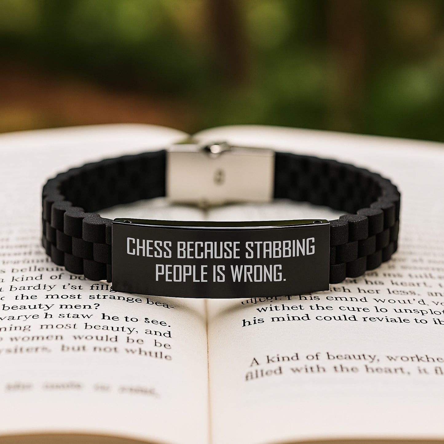 Funny Chess Quotes Glide lock Clasp Bracelet Gifts for Men from Family, Unique Christmas Unique Gifts Ideas for Chess Lovers, Glide lock Clasp Bracelet for Men - Image 2