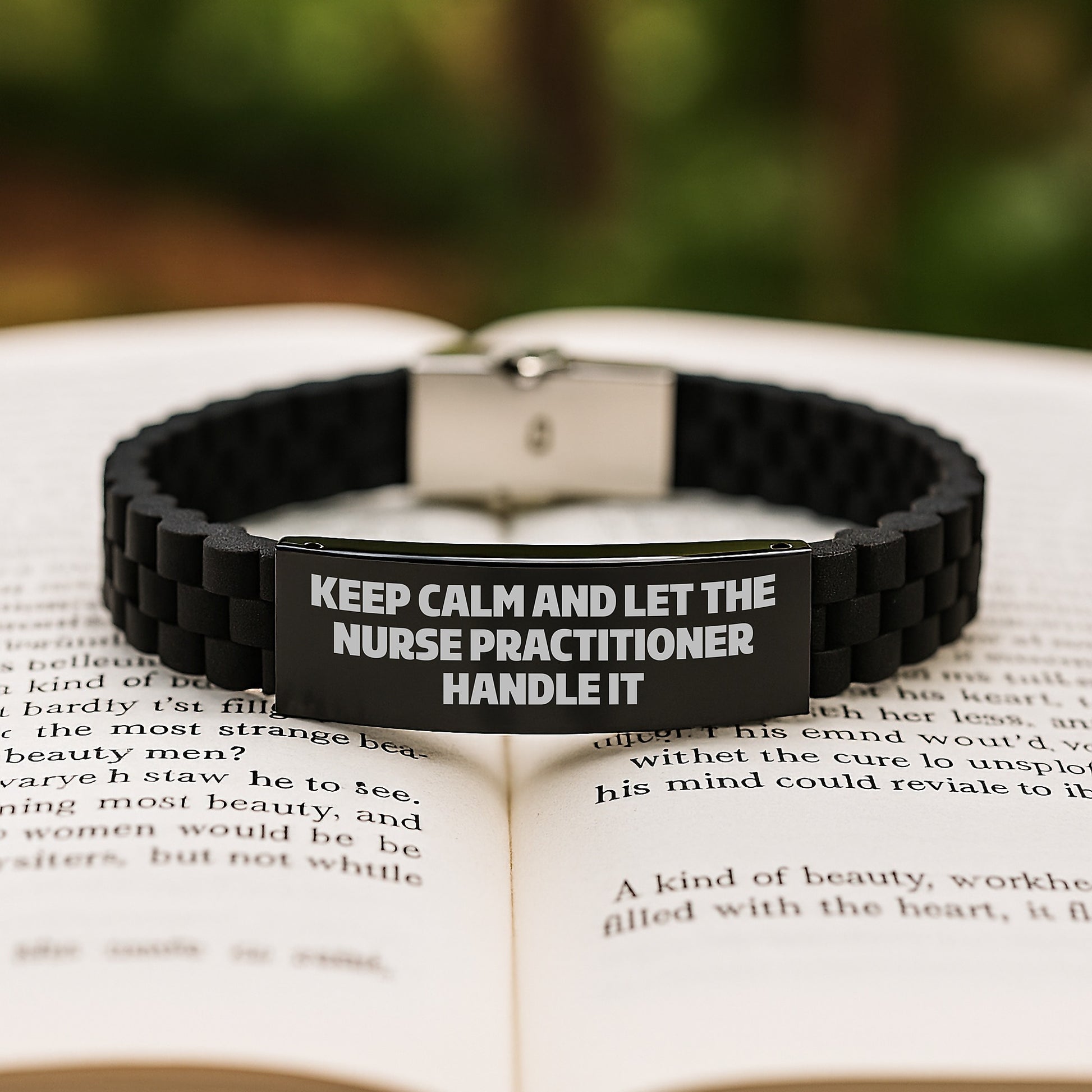 Funny Nurse Practitioner Gifts from Men - Keep Calm and Let the Nurse Practitioner Handle It Glide lock Clasp Bracelet for Women - Unique Christmas Unique Gifts for Nurse Practitioner - Image 2