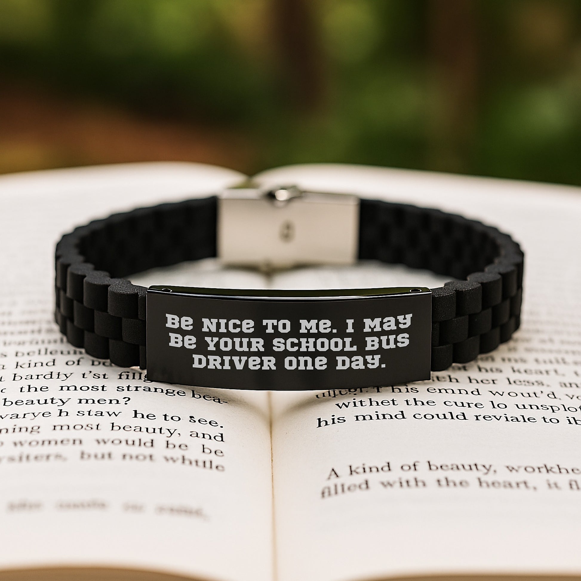 Funny School Bus Driver Quote Glide lock Clasp Bracelet Gifts from Friends for Men, Women, and Coworkers, Christmas Unique Presents - Image 2