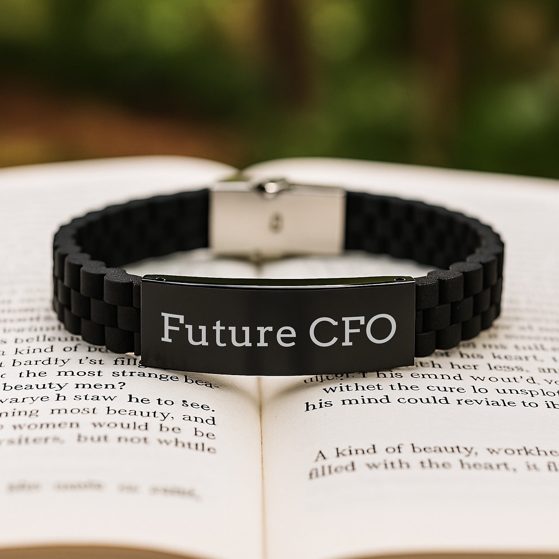 Funny CFO Gifts from Friends for Future CFOs - Glide lock Clasp Black Stainless Steel Silicone Adjustable Birthday Unique Gifts for CFOs - Image 2