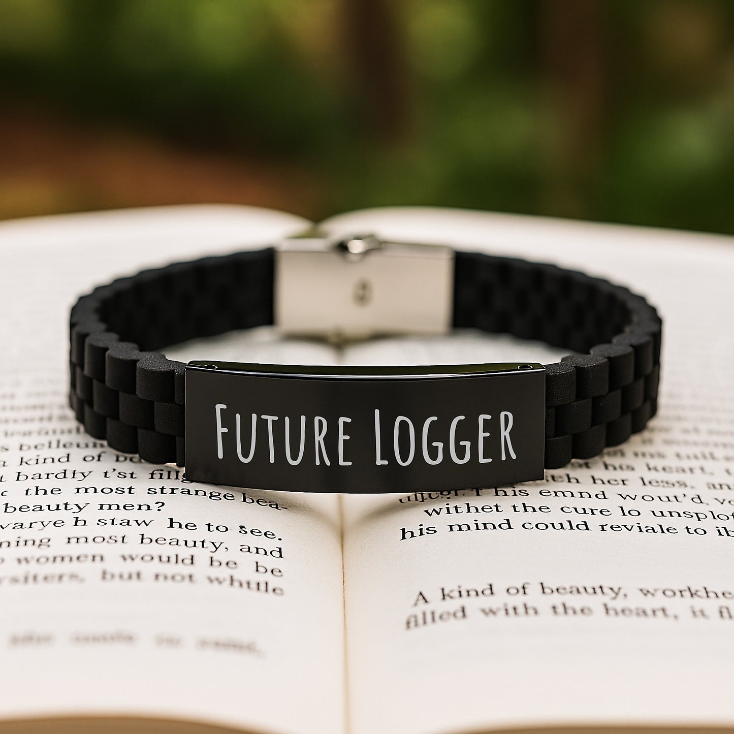 Funny Quotes for Loggers, Future Logger Glide lock Clasp Bracelet, Unique Christmas Unique Gifts for Men, Funny Logger Jewelry, Logger Enthusiast Gift - Image 2