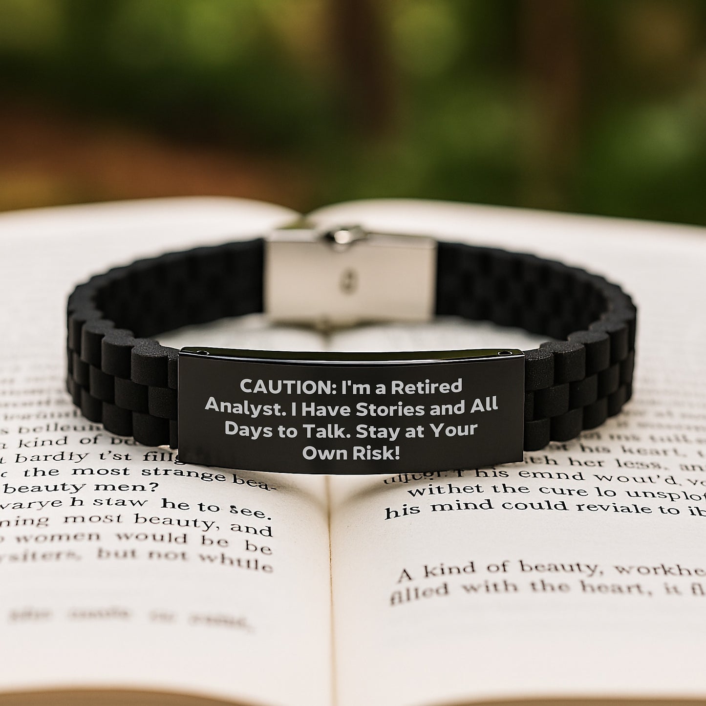 Funny Analyst Gifts for Christmas from Friends, Glide lock Clasp Bracelet for Retired Analyst, Stay At Your Own Risk! - Image 2