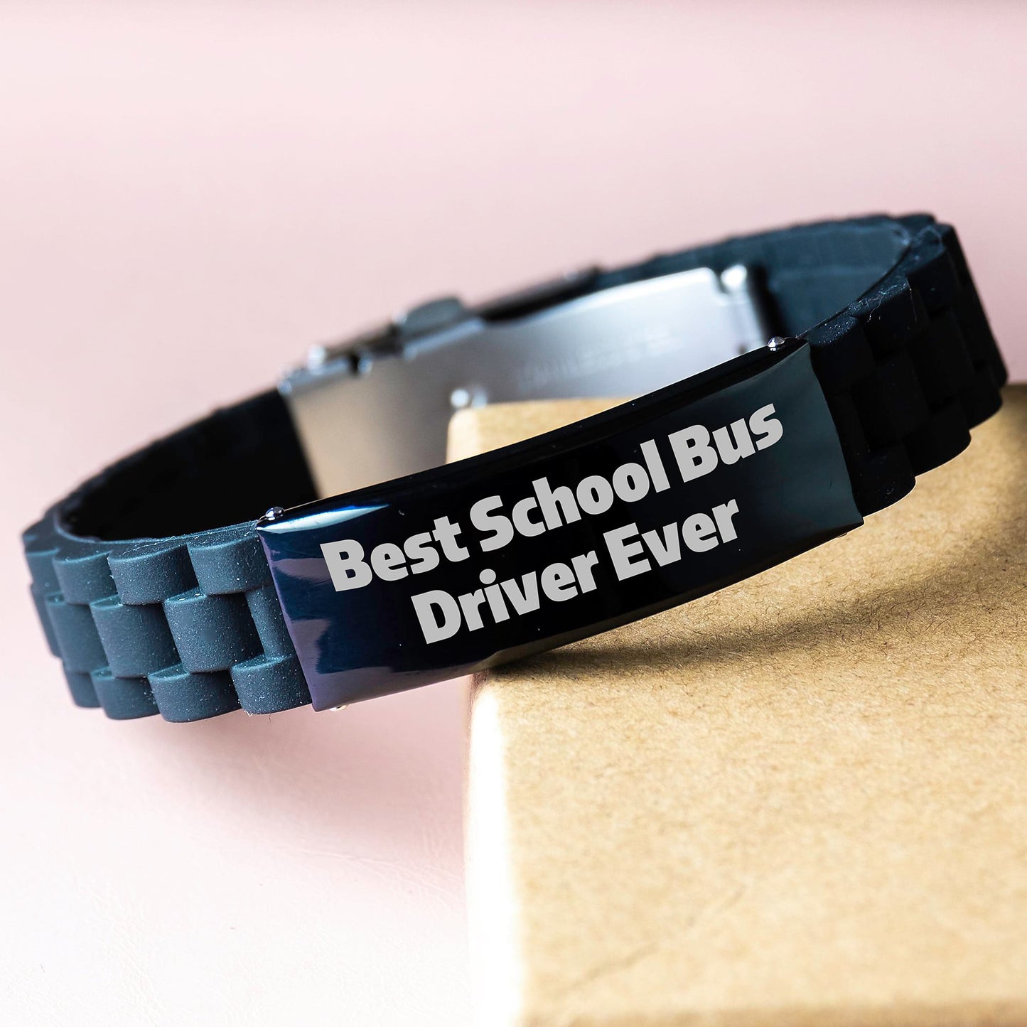 Funny School Bus Driver Gifts from Friends, Best School Bus Driver Ever Inspirational Quote Glide lock Clasp Bracelet for School Bus Driver Christmas Unique Gifts - Image 3
