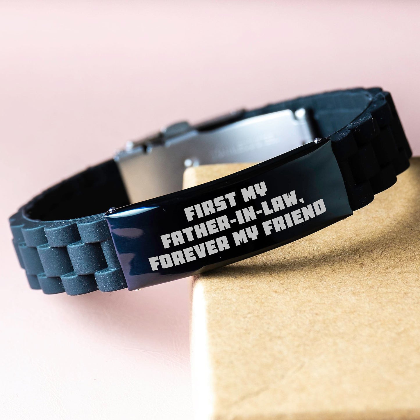 Father-in-law Gifts for Men, Funny Quote Glide lock Clasp Bracelet, Gifts from Family to Father-in-law on Christmas Unique Gifts - Image 3
