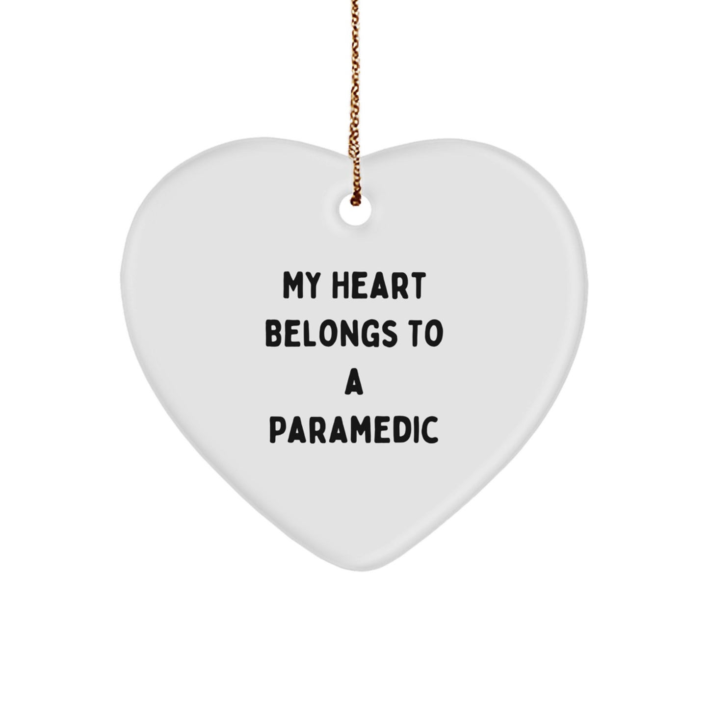 Funny Rescue Worker Gifts - Heart Ornament for My Heart Belongs To A Rescue Worker Lovers - Christmas Unique Gifts from Men to Rescue Workers - Image 1