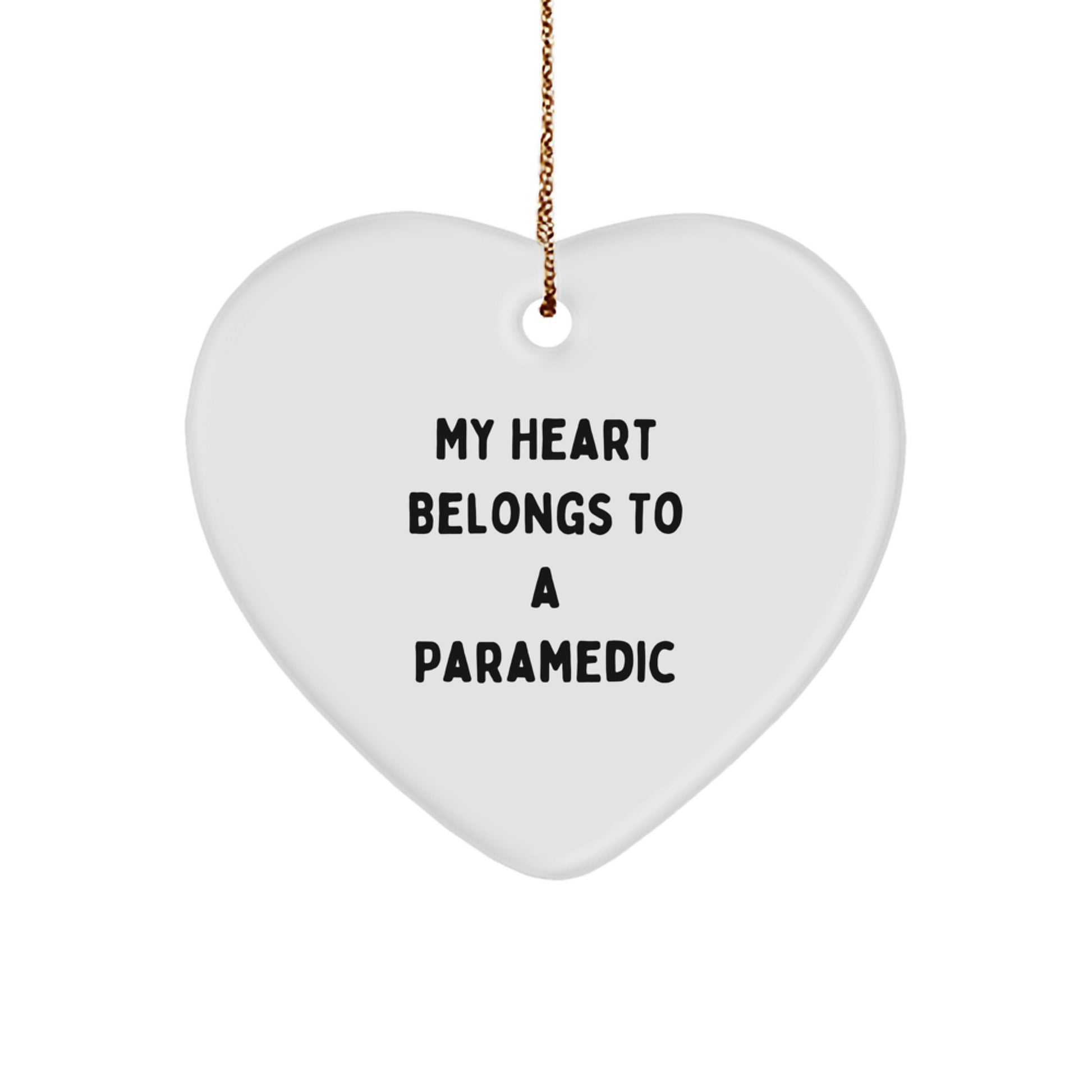 Funny Rescue Worker Gifts - Heart Ornament for My Heart Belongs To A Rescue Worker Lovers - Christmas Unique Gifts from Men to Rescue Workers - Image 1