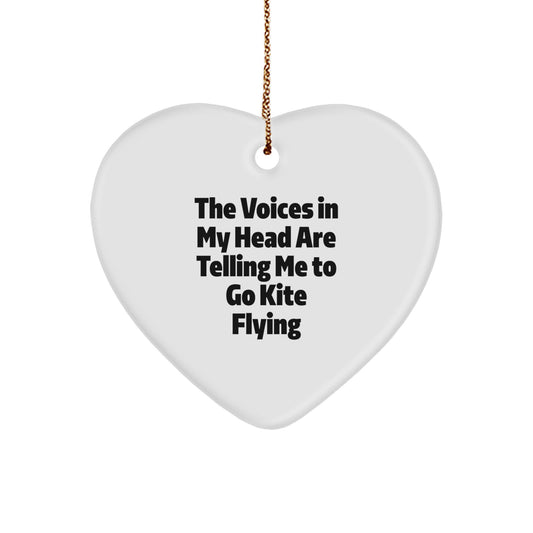 Whimsical Kite Flying Gifts from Friends: Heart Ornament with Funny Quote - Image 1