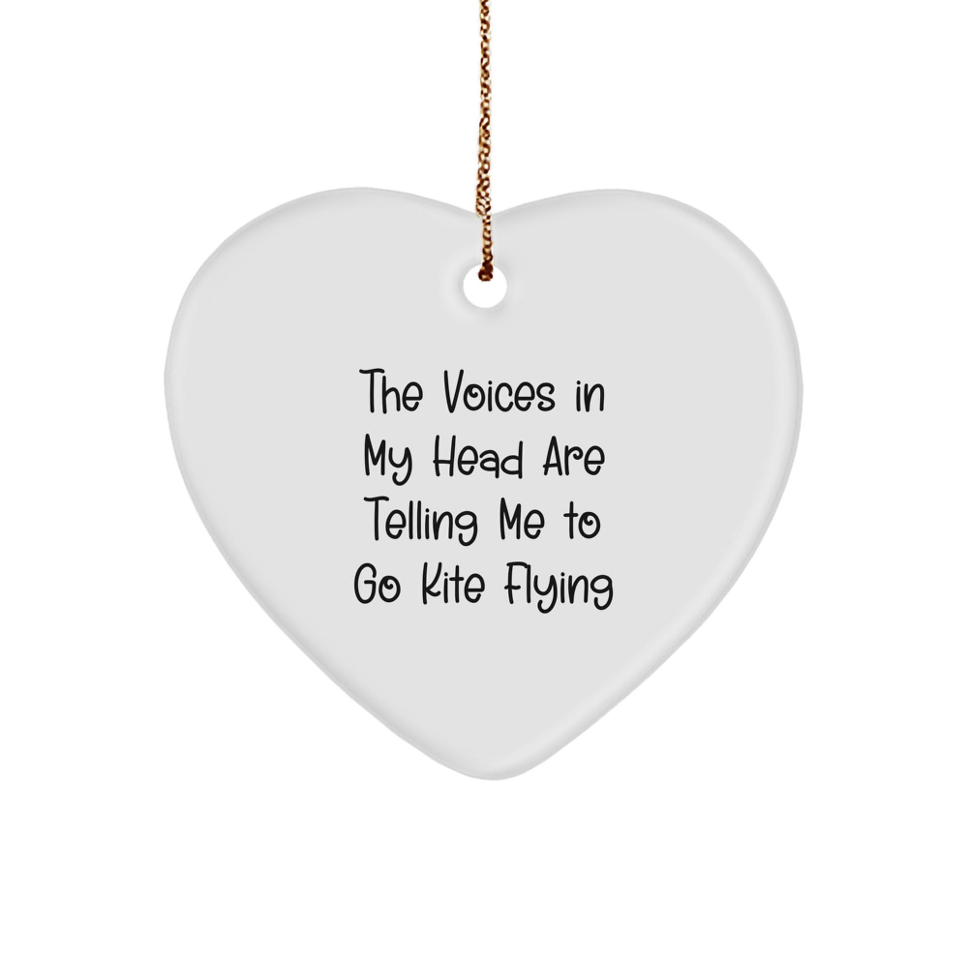 Funny Kite Flying Heart Ornament Gifts for Men Friends Family, 'The Voices In My Head Are Telling Me To Go Kite Flying', Christmas Unique Gifts from Friends - Image 1