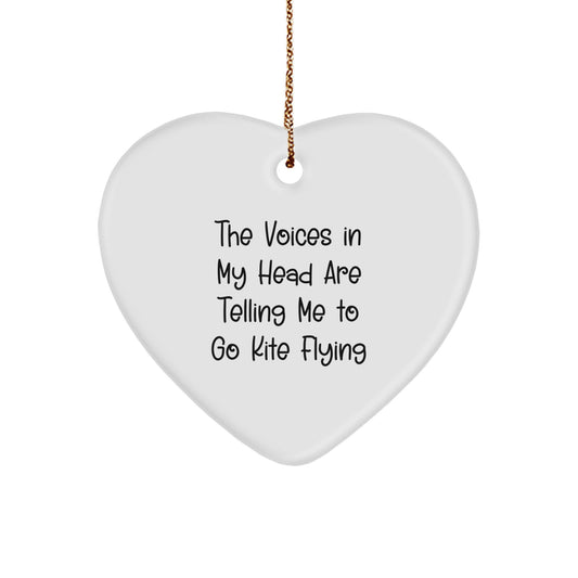 Funny Kite Flying Heart Ornament Gifts for Men Friends Family, 'The Voices In My Head Are Telling Me To Go Kite Flying', Christmas Unique Gifts from Friends - Image 1