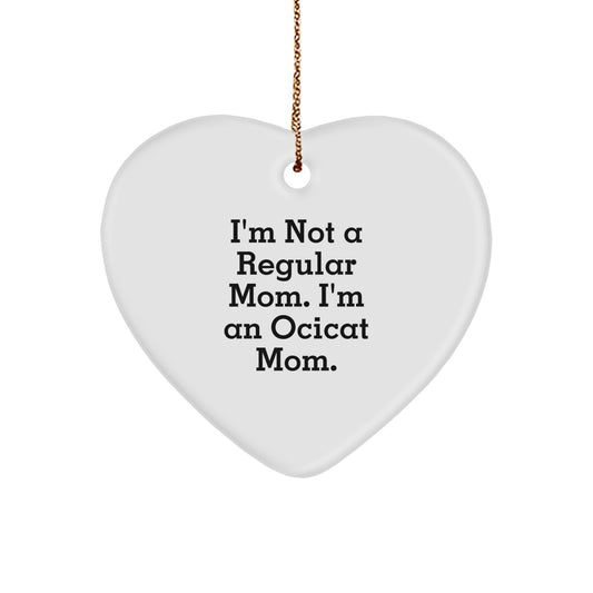 Ocicat Mom Heart Ornament, Funny Gift for Friends, Family, or Coworkers, Christmas Unique Gifts from Women, Men, or Family - Image 1