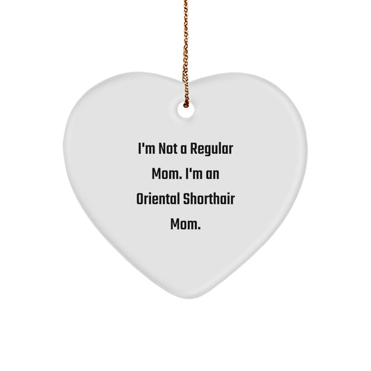 Oriental Shorthair Cat Mom's Christmas Unique Gift for Friends, Funny Heart Ornament - Image 1
