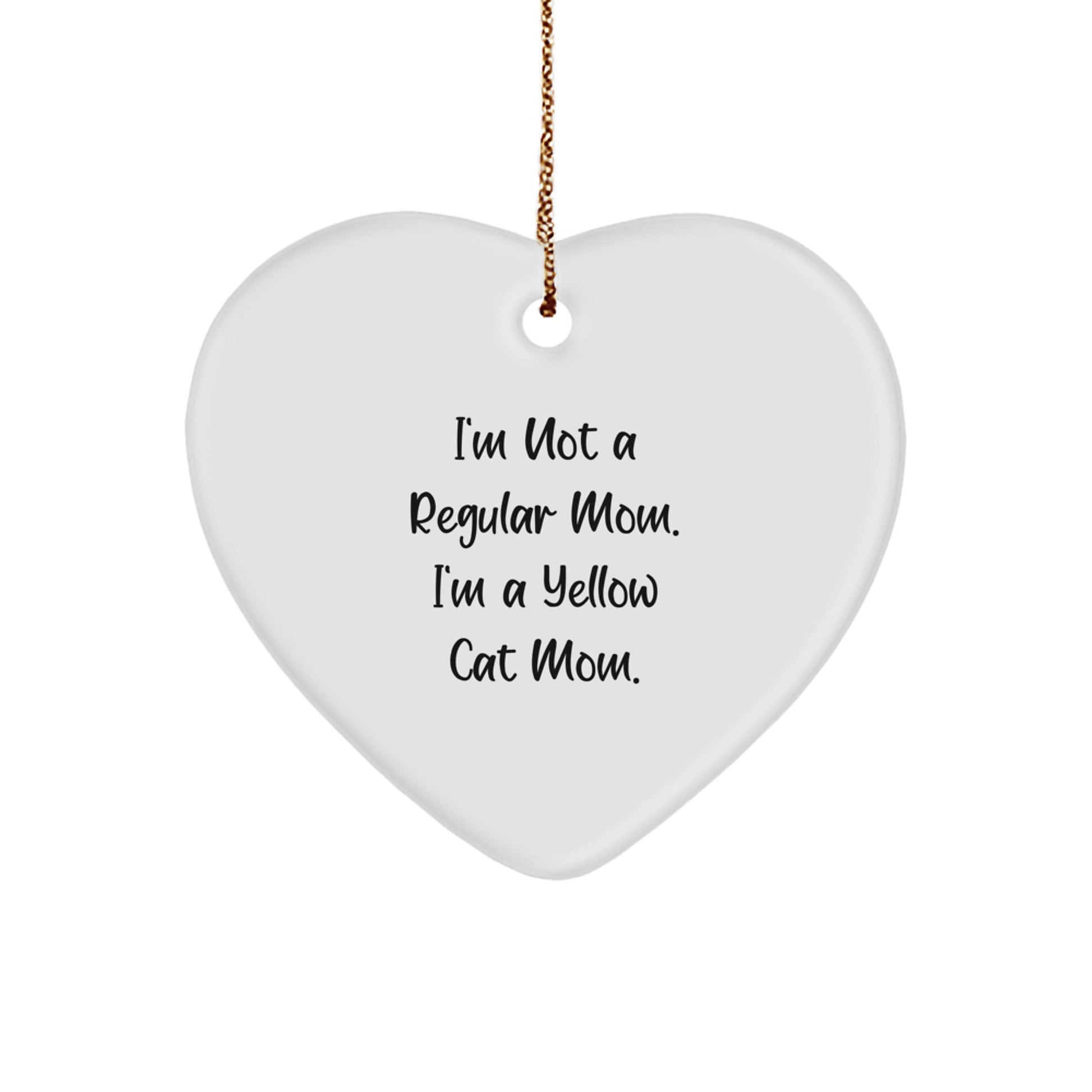Funny Yellow Cat Mom Heart Ornament Gifts from Family for Friends - Image 1