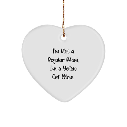 Funny Yellow Cat Mom Heart Ornament Gifts from Family for Friends - Image 1