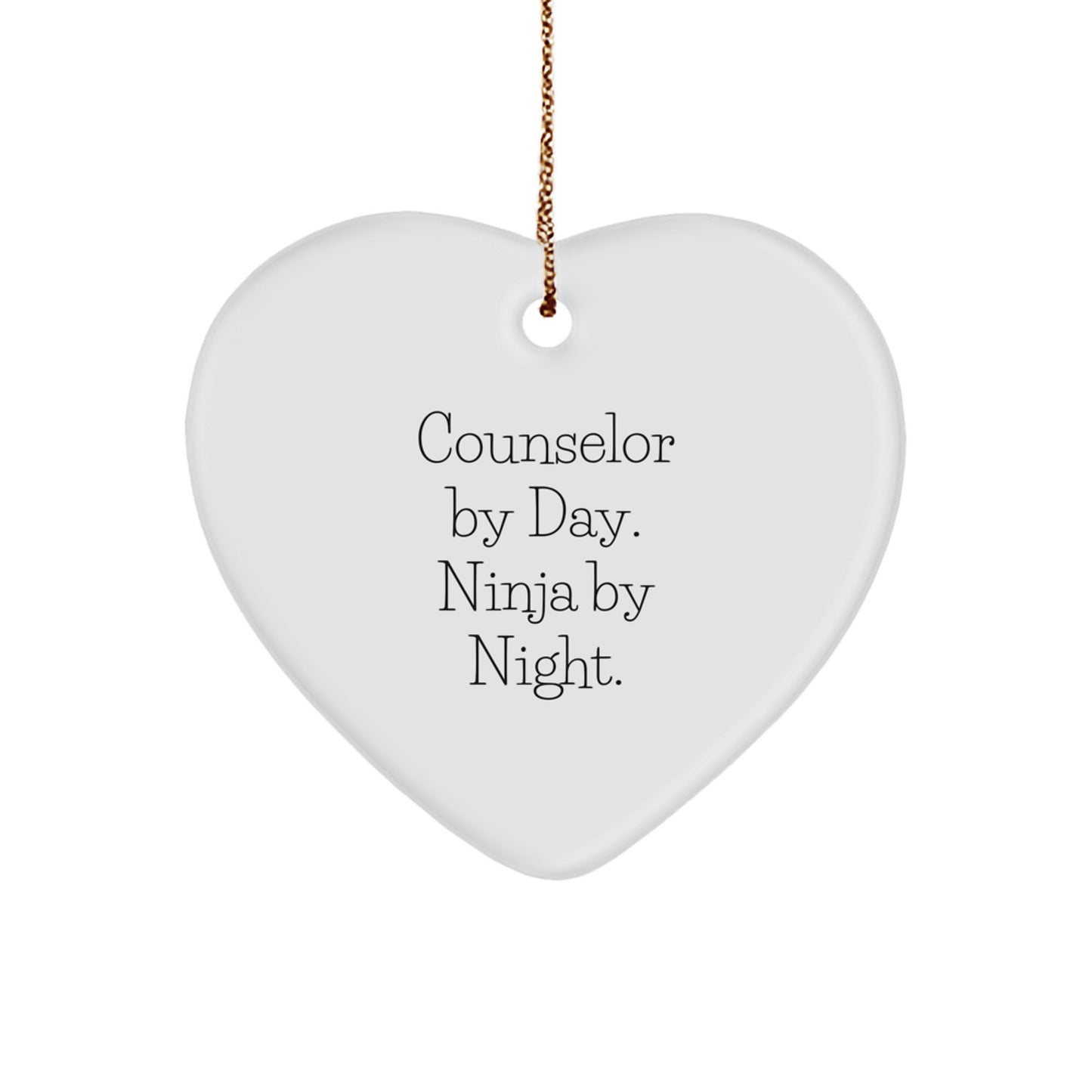 Counselor Gifts from Friends - Christmas Heart Ornament by Day, Ninja by Night - Inspirational Counselor Quote, Durable MDF Material, Gift for Counselor - Image 1