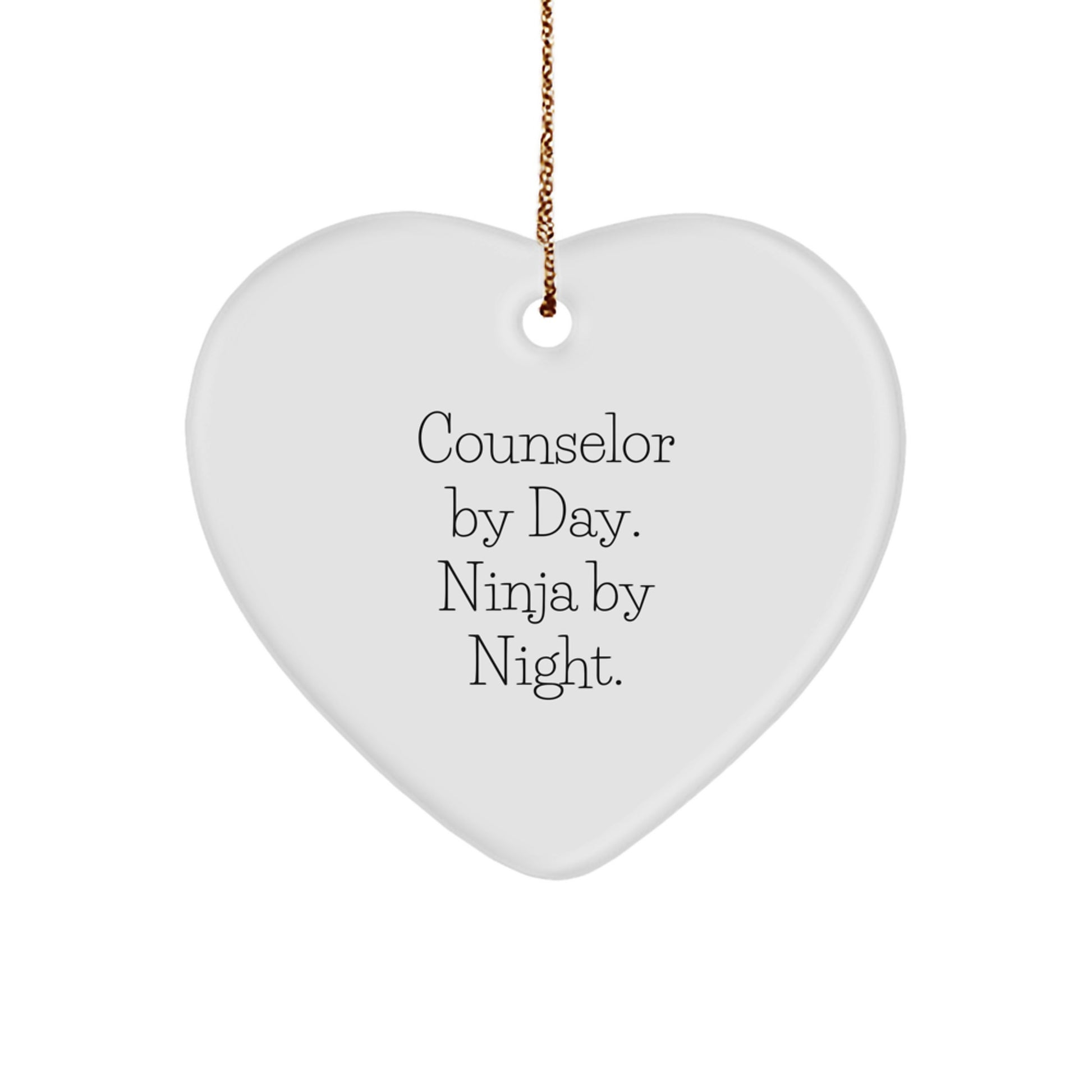 Counselor Gifts from Friends - Christmas Heart Ornament by Day, Ninja by Night - Inspirational Counselor Quote, Durable MDF Material, Gift for Counselor - Image 1