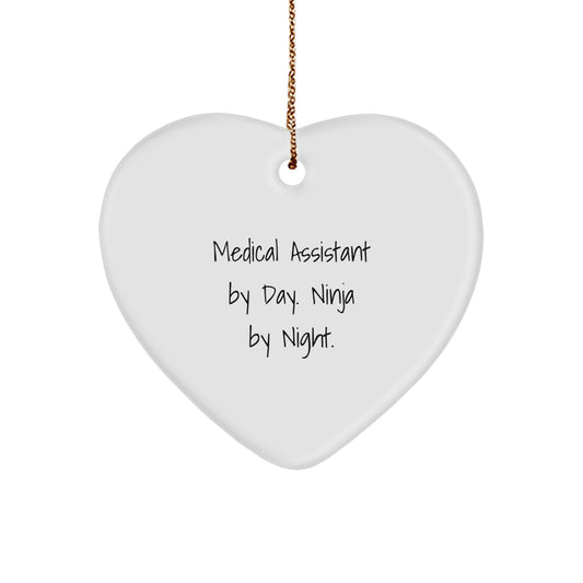 Medical Assistant Gifts by Day, Ninja by Night, Heart Ornament for Christmas - Image 1