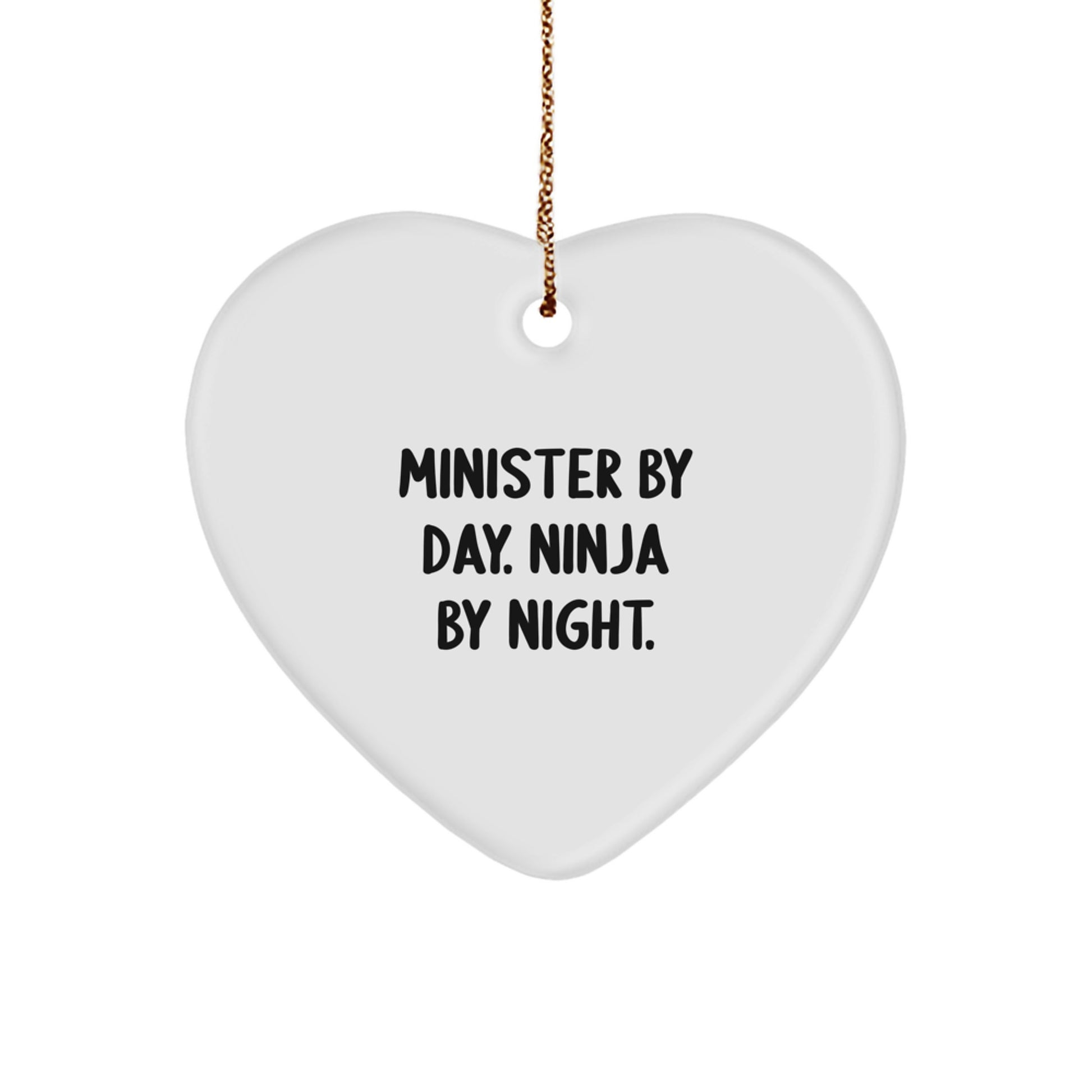 Minister Gifts from Friends - Minister By Day. Ninja By Night. Heart Ornament, Christmas Unique Gifts for Minister - Image 1