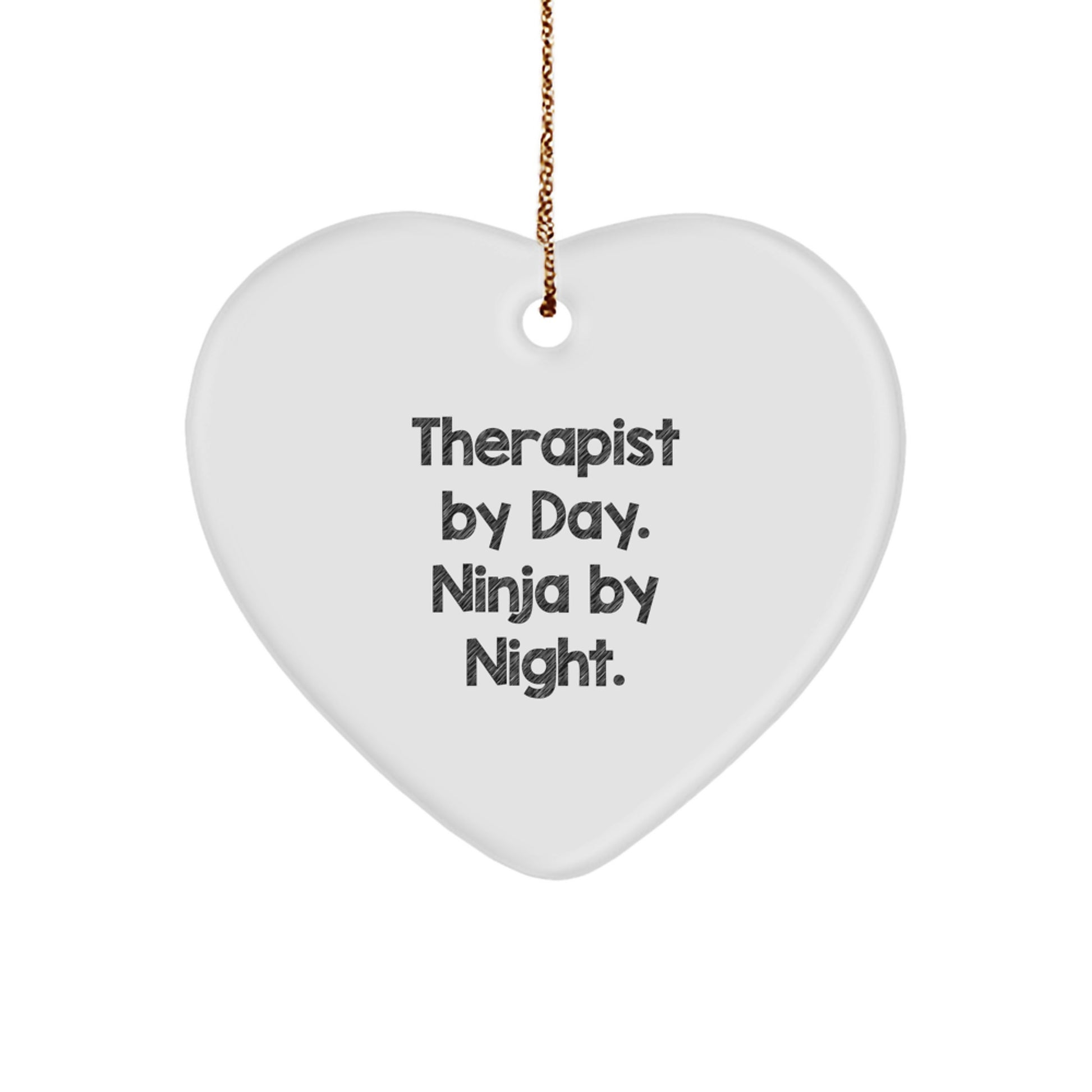 Therapist Gifts from Friends - Funny Heart Ornament, 'Therapist By Day. Ninja By Night.' - Christmas Unique Gifts for Therapist - Image 1