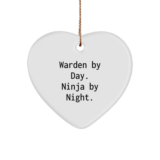 Warden Gifts for Men, Warden By Day. Ninja By Night. Heart Ornament, Christmas Unique Gifts from Friends, Unique and Funny Warden Presents - Image 1