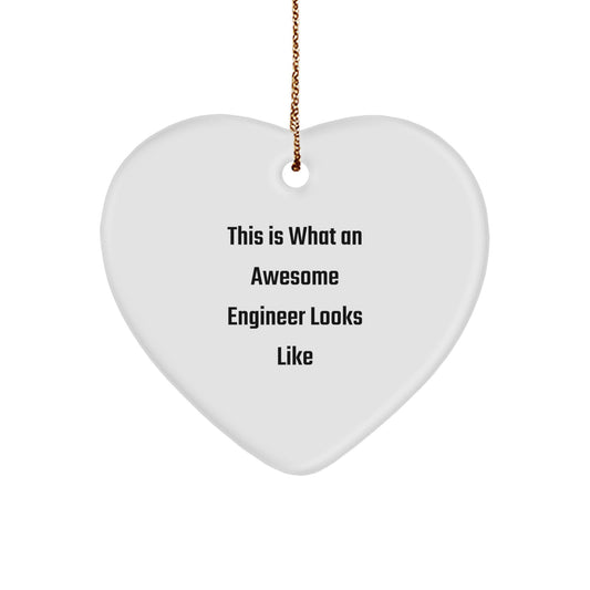 Funny Engineer Gifts from Men - This Is What An Awesome Engineer Looks Like Heart Ornament for Christmas - Image 1