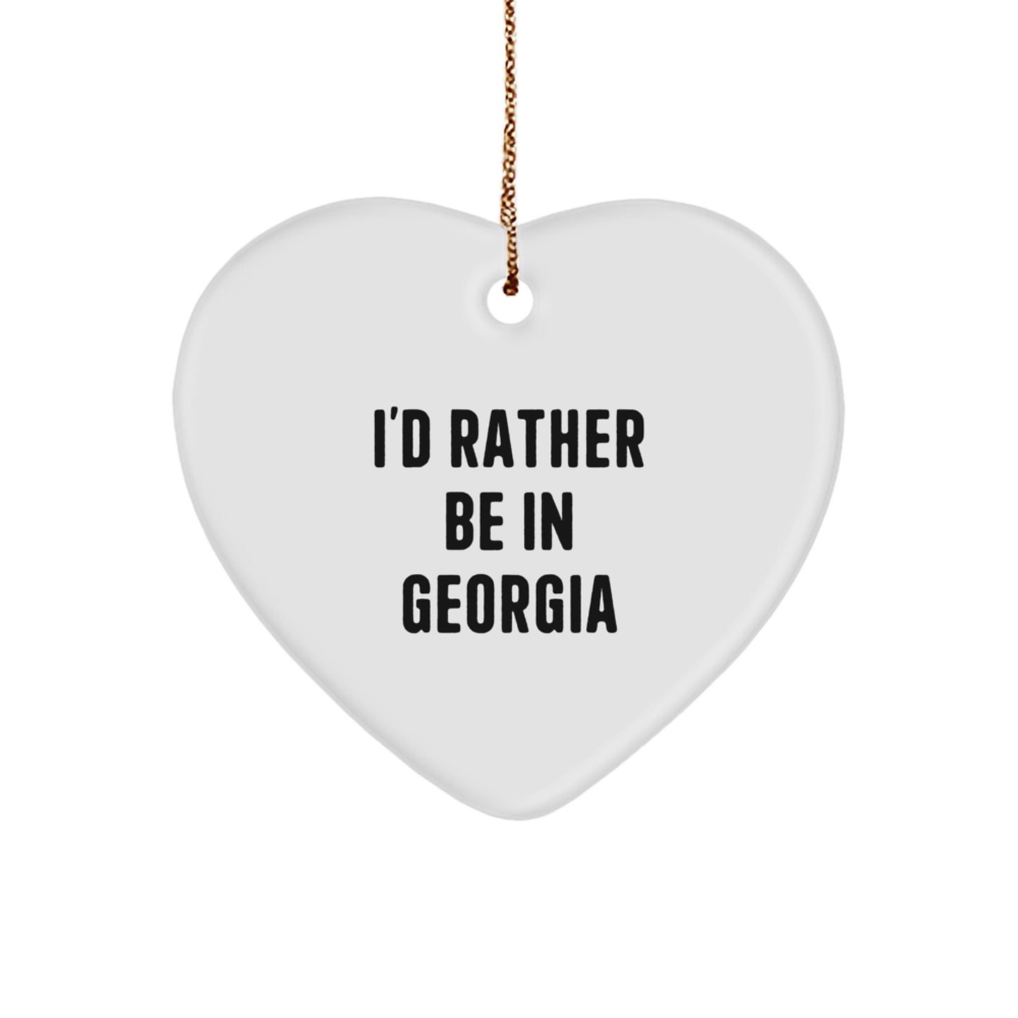 Georgia Heart Ornament, 'I'd Rather Be In Georgia' Quote, Unique Gifts from Friends to Family, Heart-Shaped Decor for Christmas - Image 1