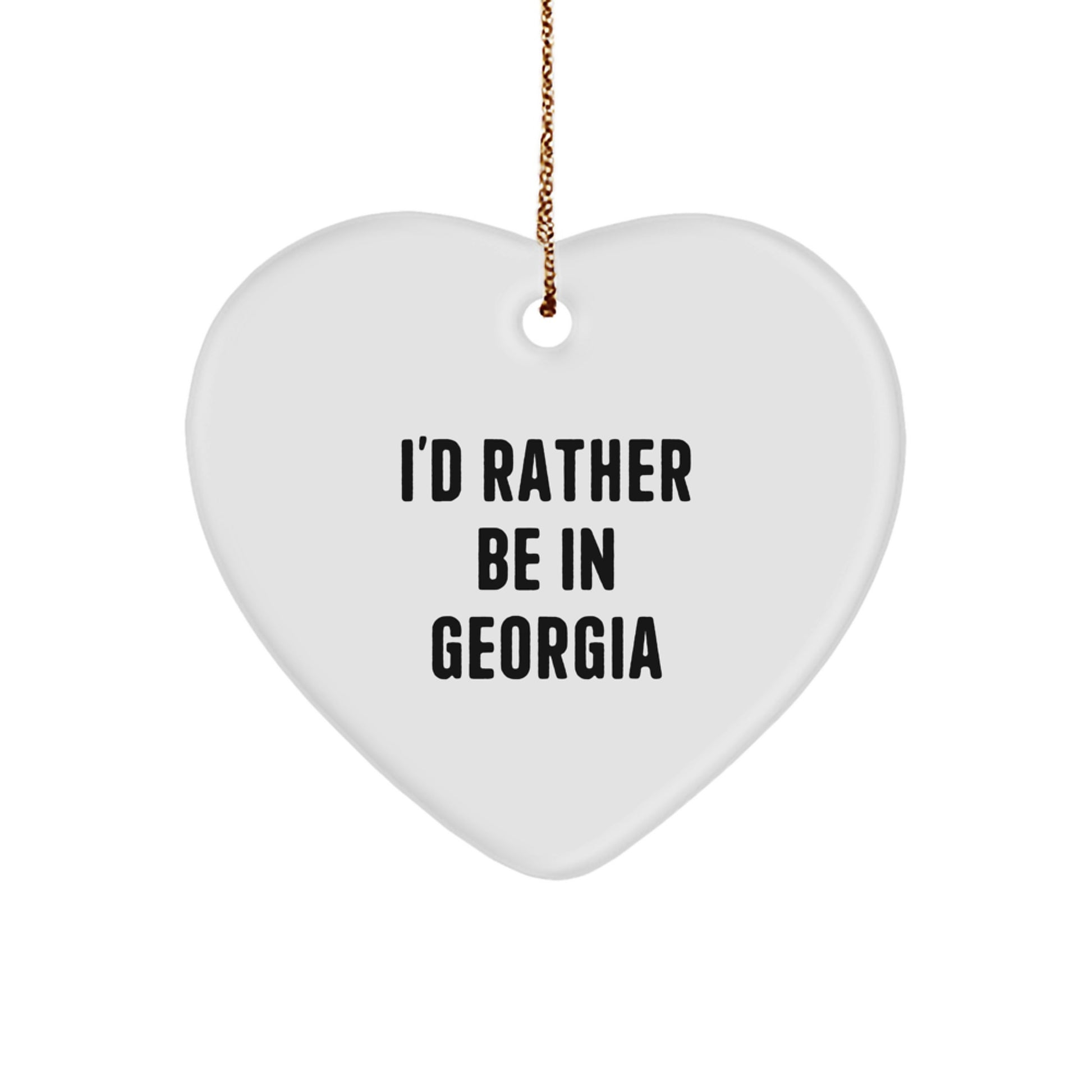 Georgia Heart Ornament, 'I'd Rather Be In Georgia' Quote, Unique Gifts from Friends to Family, Heart-Shaped Decor for Christmas - Image 1