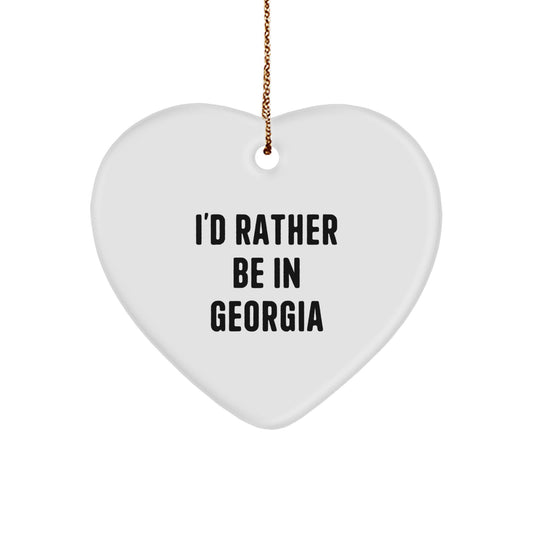 Georgia Heart Ornament, 'I'd Rather Be In Georgia' Quote, Unique Gifts from Friends to Family, Heart-Shaped Decor for Christmas - Image 1