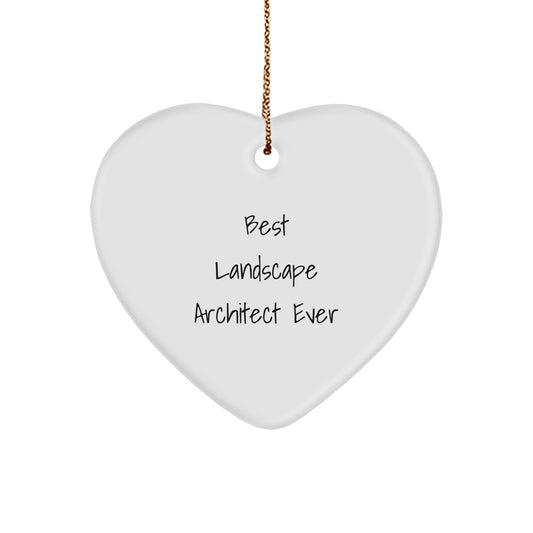 Landscape Architect Gifts for Men, Inspirational Quote 'Best Landscape Architect Ever' Heart Ornament, Christmas Unique Gifts from Family - Image 1