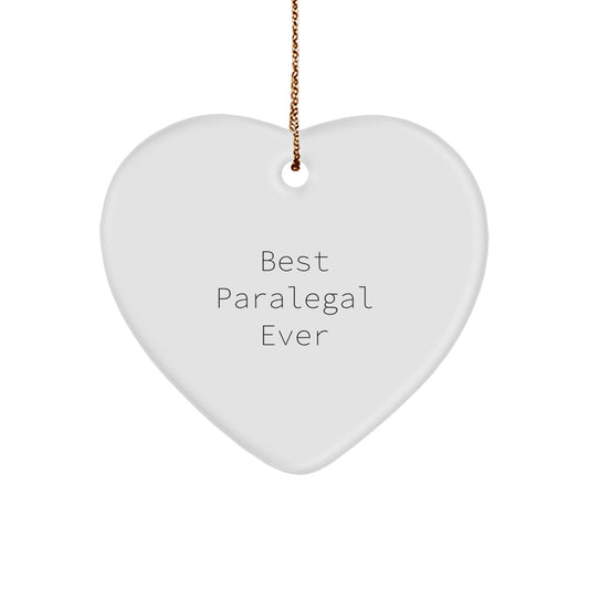 Best Paralegal Ever, Heart Ornament for Paralegal Gifts, Funny Quote Christmas Unique Gift for Women, Friends, Coworkers, Family - Image 1