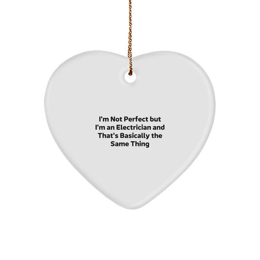 Funny Electrician Gifts from Friends to Men Electrician Heart Ornament, Christmas Unique Gifts for Electrician, Heart Shaped - Image 1