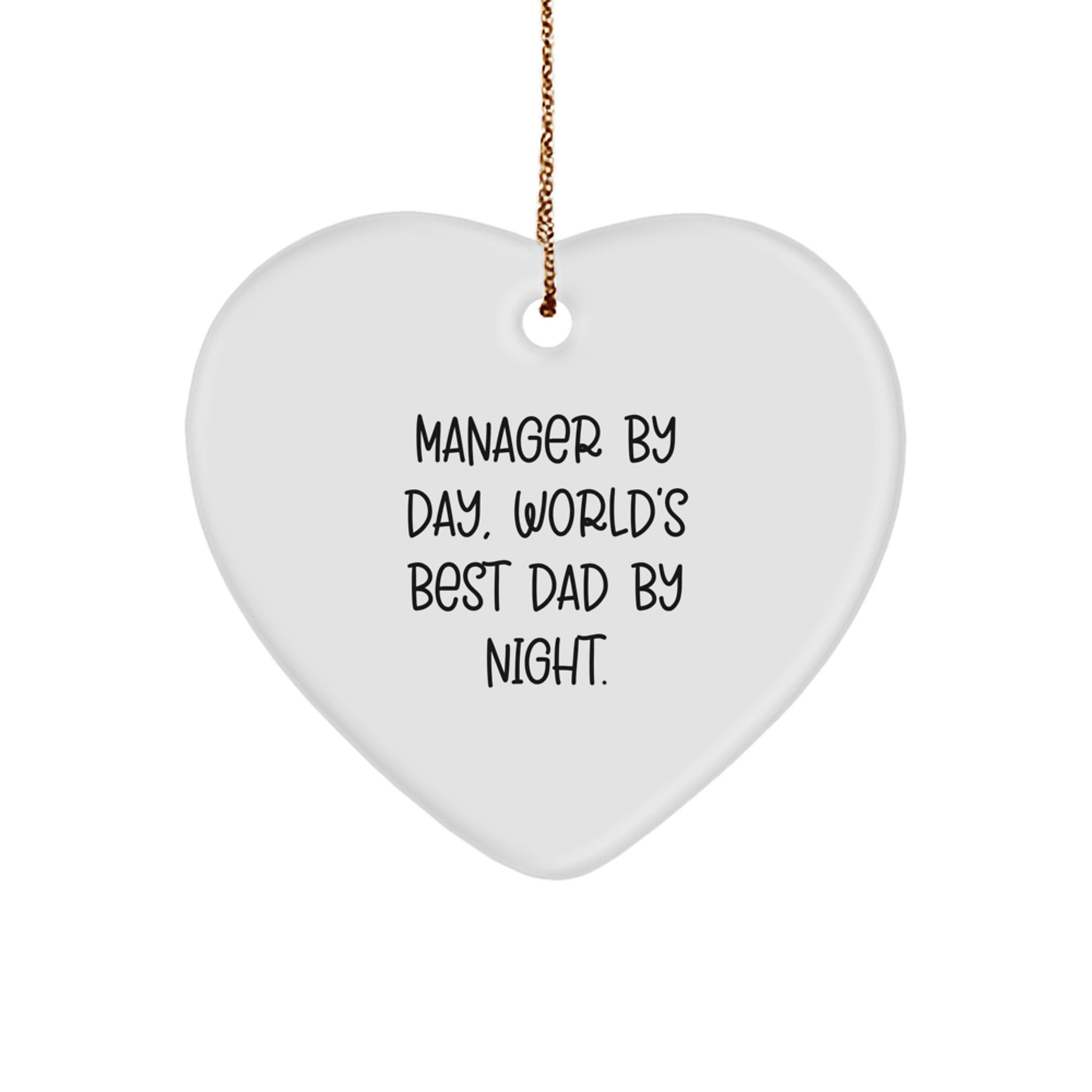 Manager Gifts by Day, World's Best Dad by Night Heart Ornament, Funny Christmas Unique Gifts from Mom to Manager - Image 1