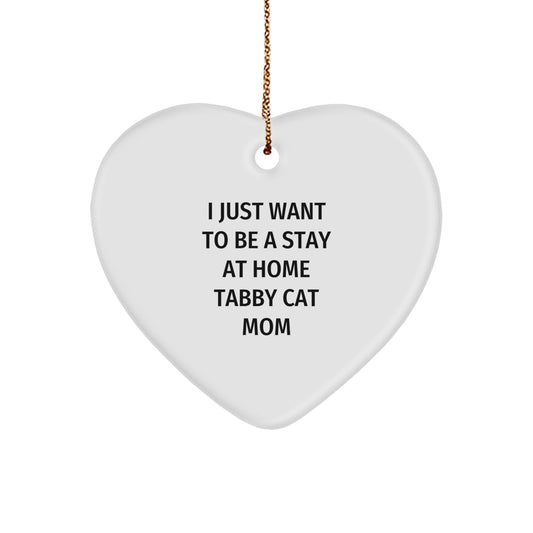 Tabby Cat Mom's Heart Ornament, Funny Quote Gifts for Tabby Cat Lovers from Family, Friends, or Coworkers, Christmas Unique Gifts - Image 1